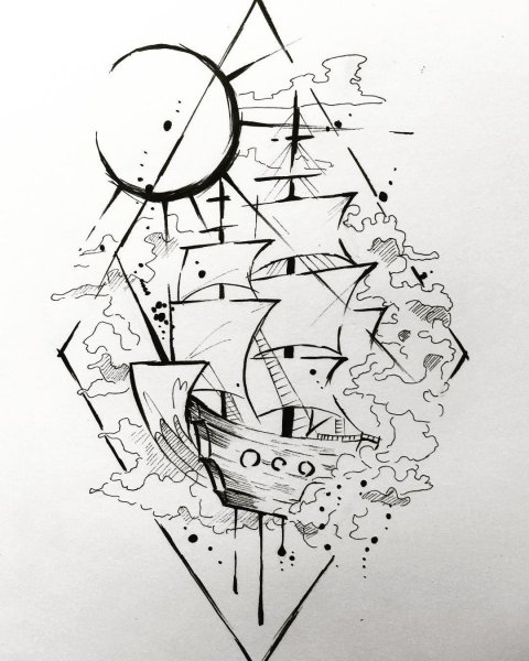 Тату корабль эскиз