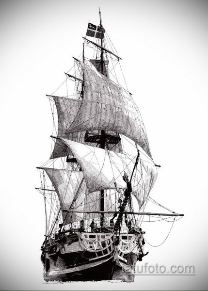 Кораблик тату эскиз