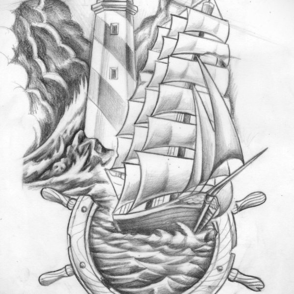 Фрегат тату эскиз