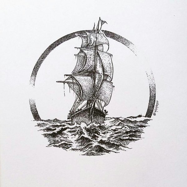 Тату парусник эскиз