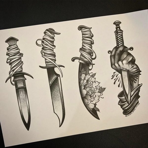 Тату кинжал нож