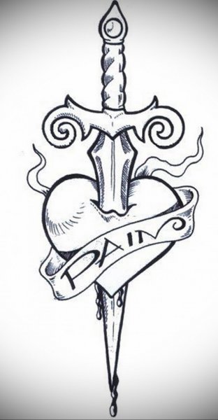 Нож в сердце тату эскиз