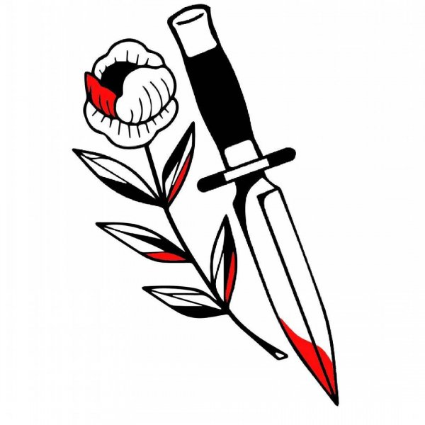 Нож в цветах эскиз