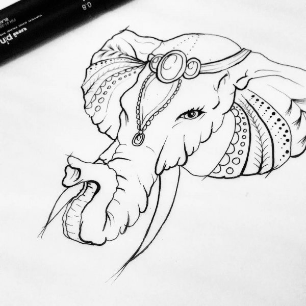 Тату Слоник эскиз