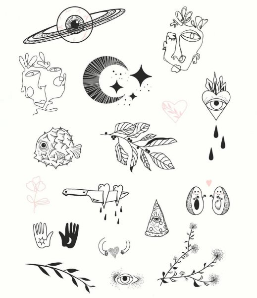 Маленькие рисунки в стиле тату