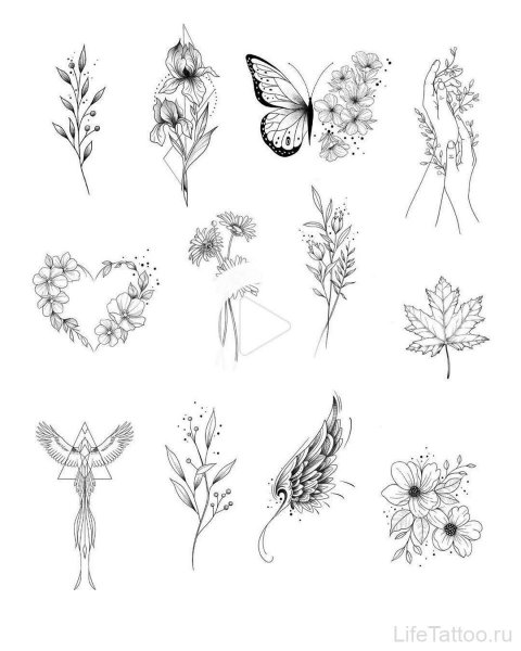 Эскизы маленьких татуировок для девушек