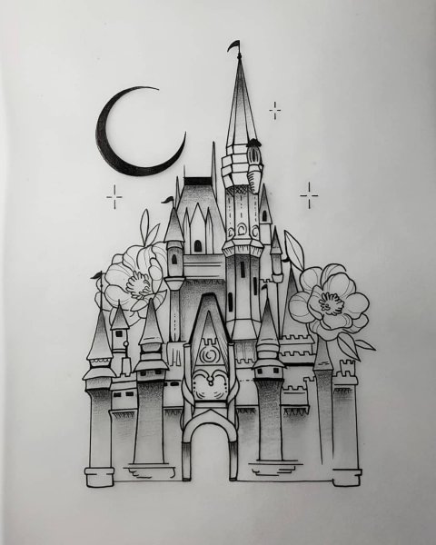 Замок Дисней тату эскиз