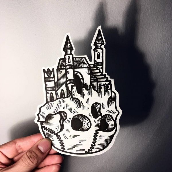 Тату замок чб