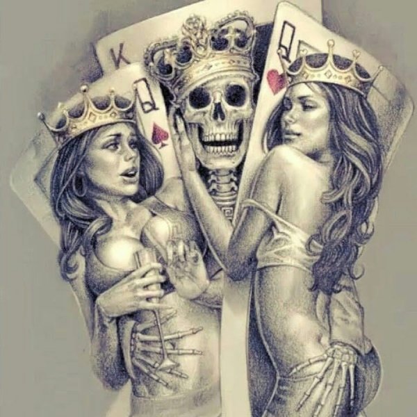 Череп и две дамы