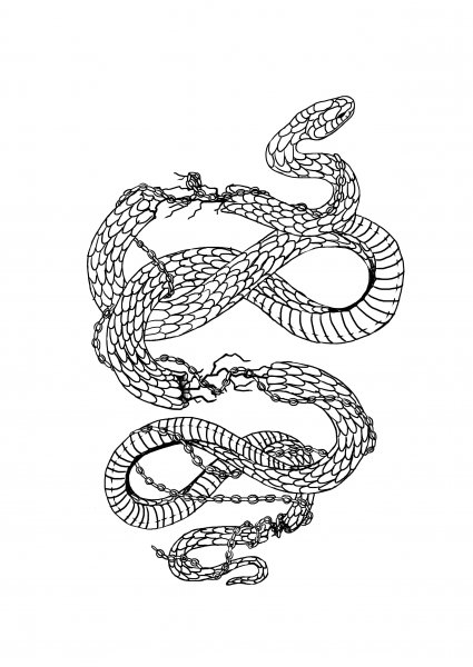 Змея с цепью тату