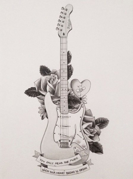 Тату гитара эскиз