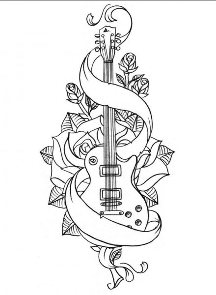 Тату гитара эскиз