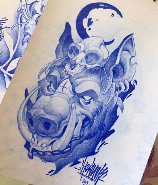 Кабан Татуировка эскизы