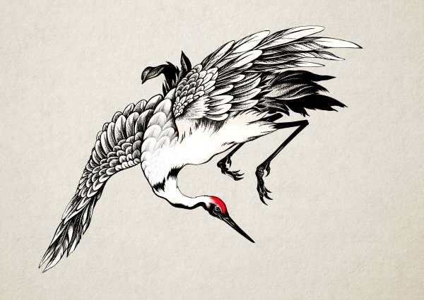 Японский журавль тату