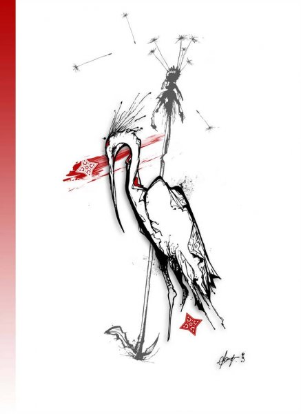 Журавль тату эскиз