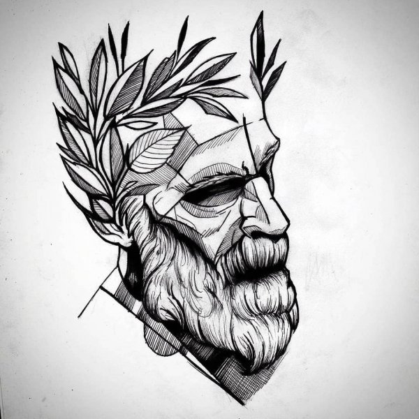 Посейдон тату эскиз