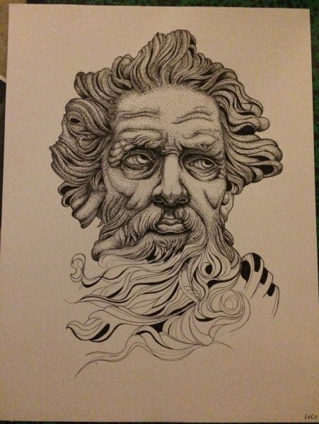 Посейдон скетч тату