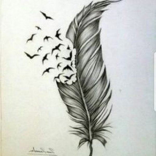 Перо тату эскиз