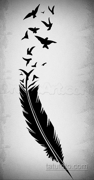 Перо с птицами эскиз