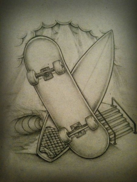 Тату скейтборд