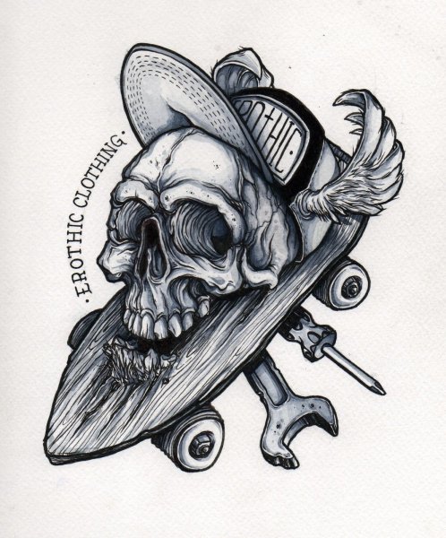 Скейт тату эскиз