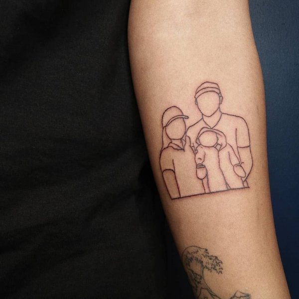 Эскиз тату семья из 4 человек