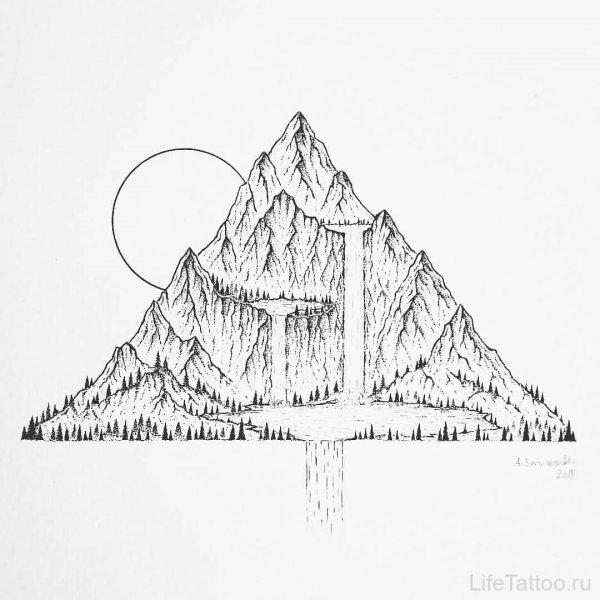 Нарисовать горы карандашом