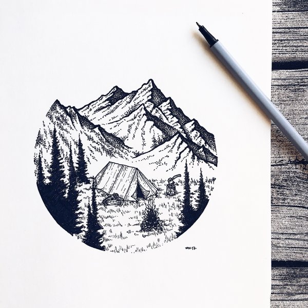 Горы Графика эскиз