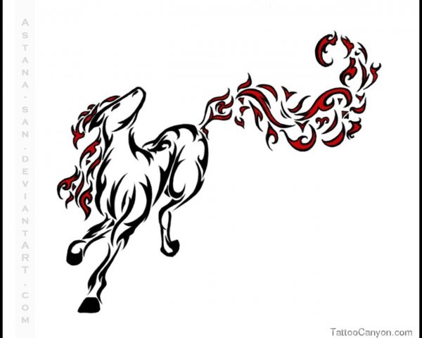 Огненная лошадь трафарет