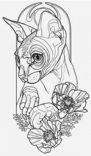 Сфинкс кошка тату эскиз