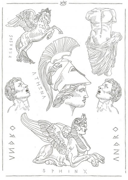 Тату эскизы греческий профиль