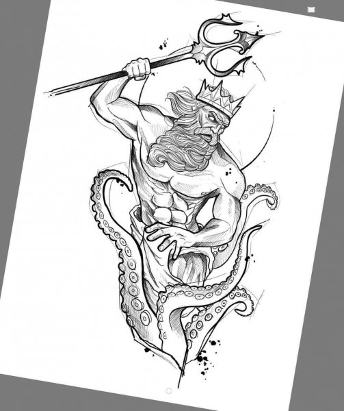 Посейдон Бог древней Греции эскизы