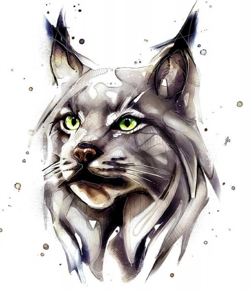 Рысь акварелью арт