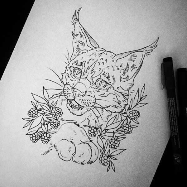 Тату Рысь для девушек эскизы
