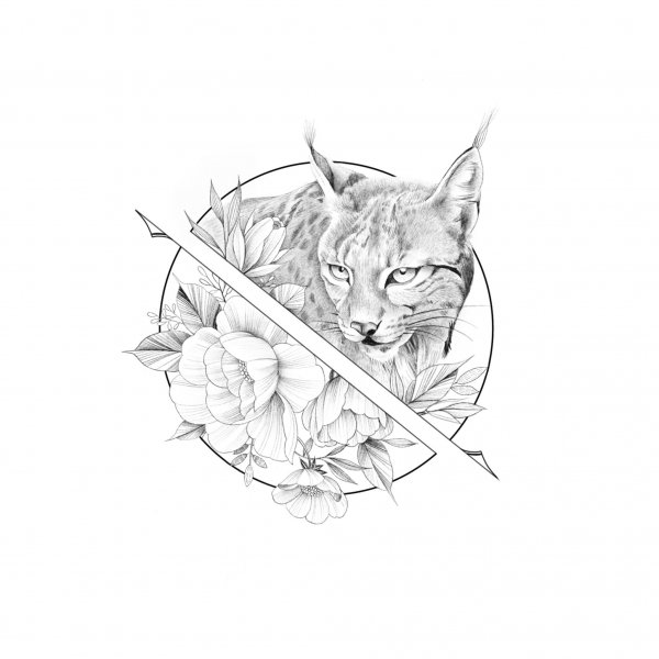 Тату Рысь Минимализм