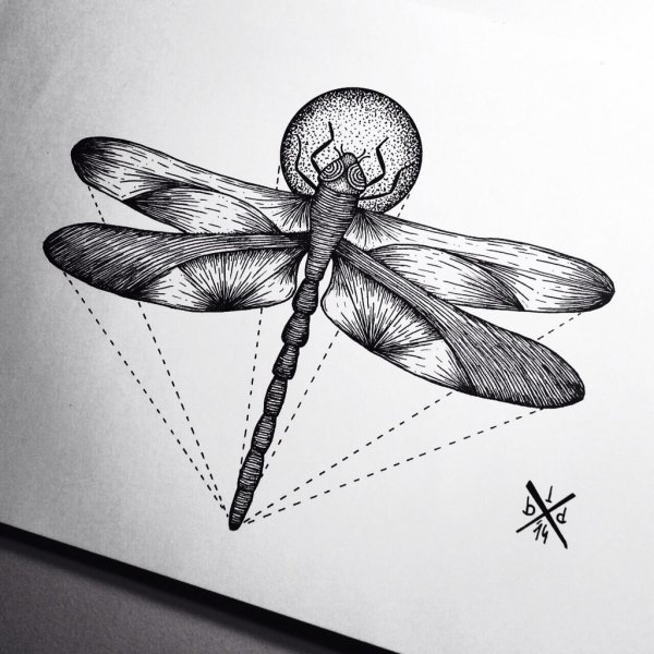 Тату Стрекоза дотворк