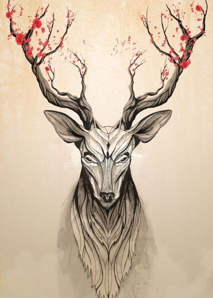 Олень тату эскиз