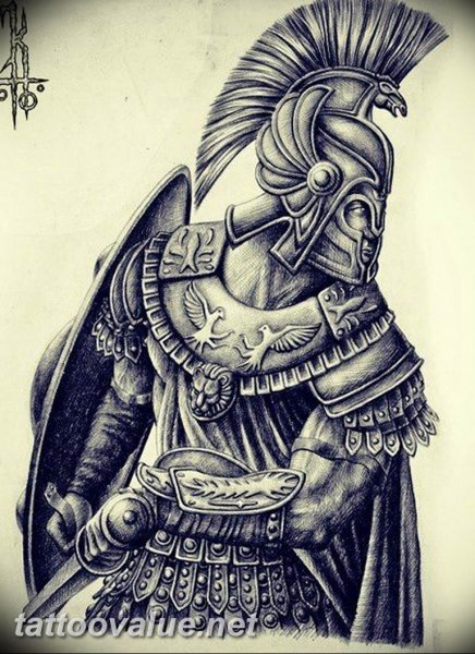 Эскиз Спартанец с копьем