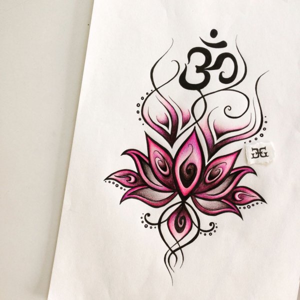 Тату ом с лотосом