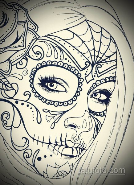 Тату Санта Муэрте скетч