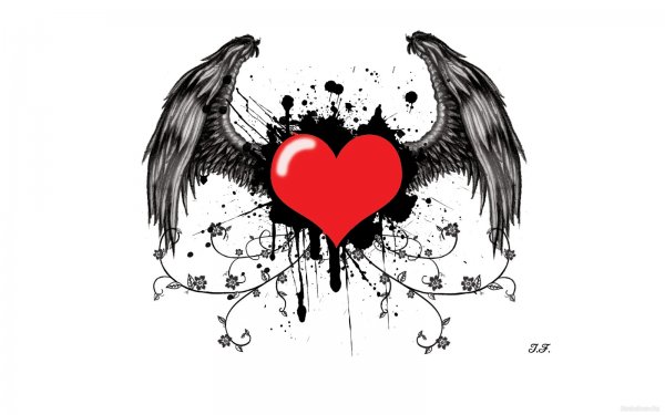 Тату сердце на белом фоне