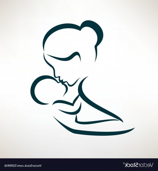 Тату силуэт мамы и ребенка