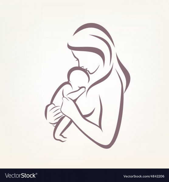 Эскиз мать и младенец