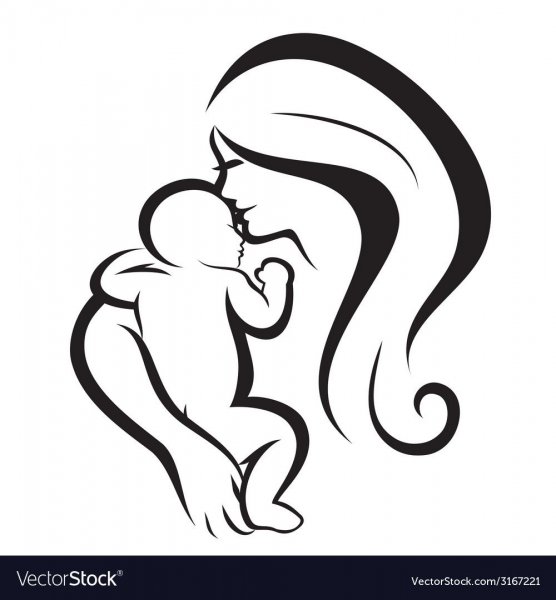 Тату силуэт мама и малыш