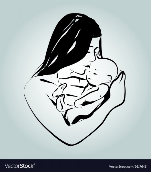 Набросок мать и дитя