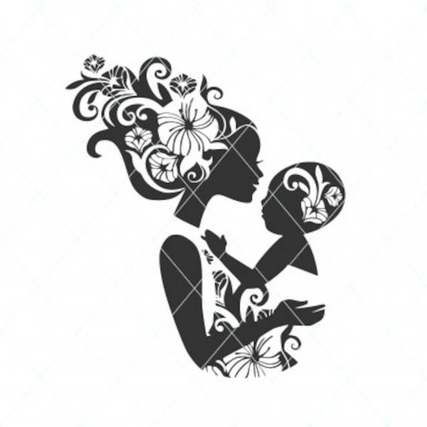 Мама и малыш силуэт