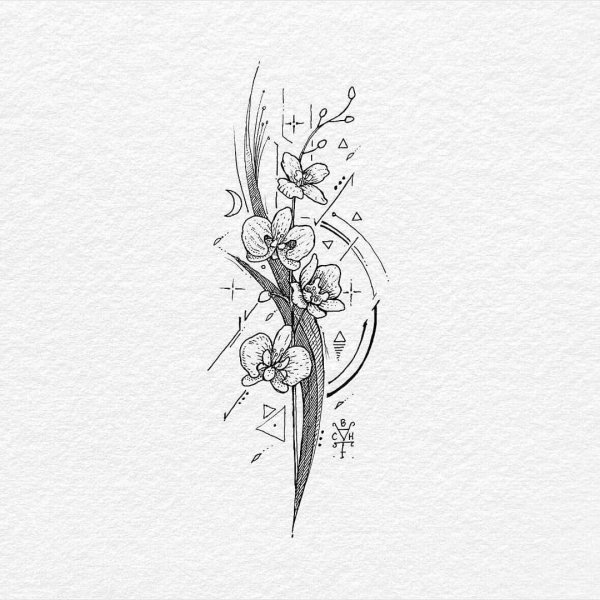 Эскизы цветов для тату Минимализм
