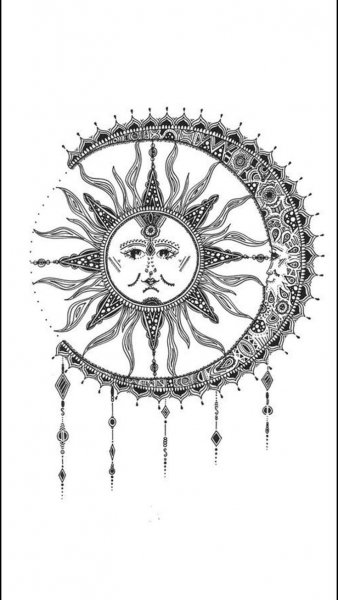 Мандала тату солнце и Луна
