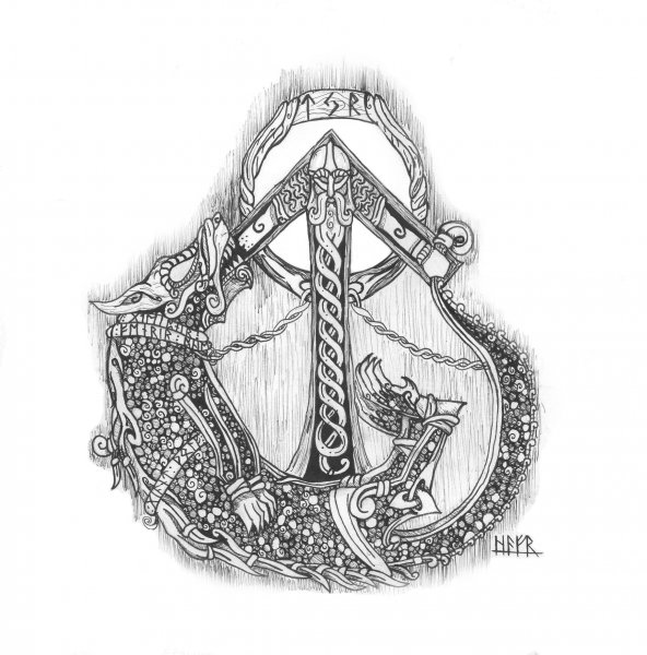 Скандинавские руны Фенрир тату