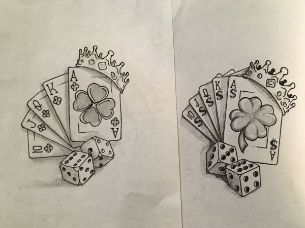 Эскизы тату игральные карты